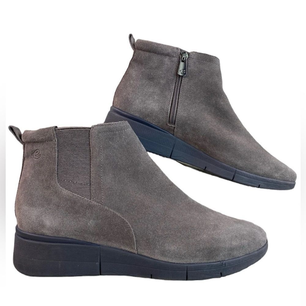 Easy Spirit Ankle Booties Ember‎ Grey Leather Size 7W B38
